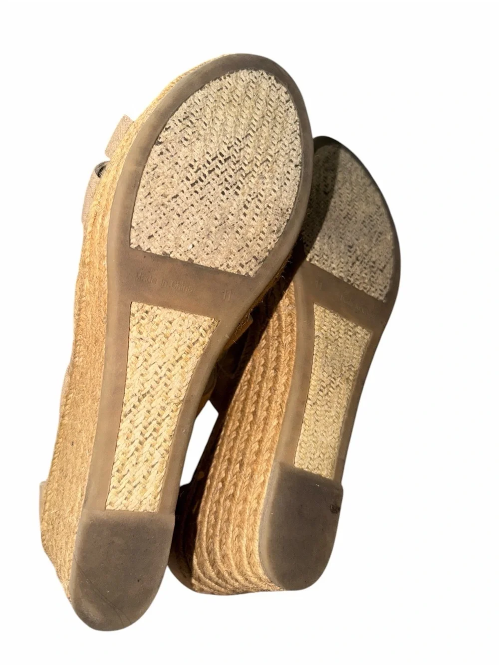 Lauren Ralph Lauren Kelce Wedge Sandals Zip Front Cotton Upper Size 11 Summer